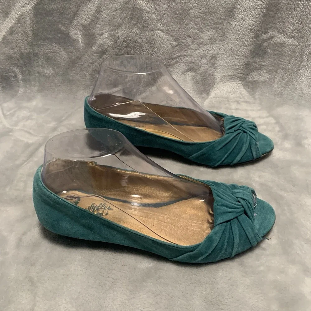 Seychelles Womens Shoes 6.5 Teal‎ Blue Suede Slip On Open Toe Coastal Passport